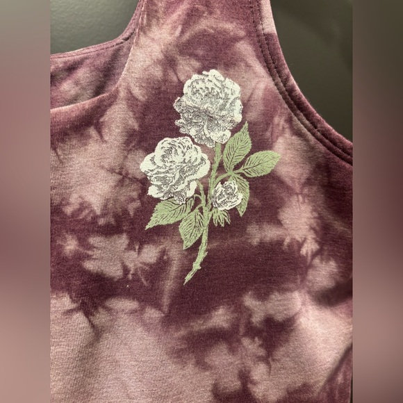 Purusha People Frozen Garden Square Top Tank Mauve Plum Flower Bra Medium NEW - Picture 8 of 12